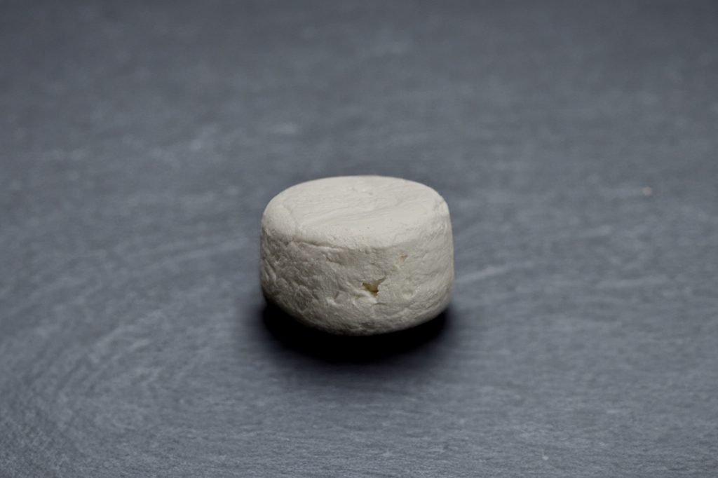 Petit fromage de chèvre frais blanc sur ardoise